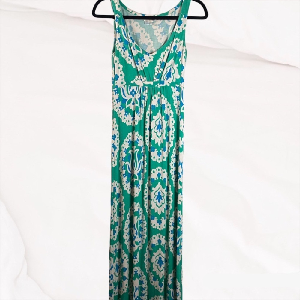 Boden Green Sleeveless Gather Front Summer Maxi Dress 2
